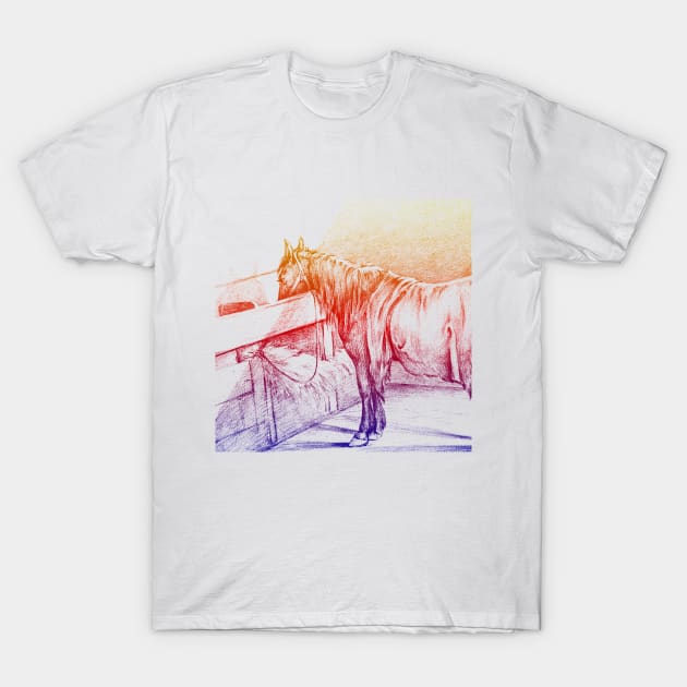 Horse Standing in a Stable By Jean Bernard Brightfully Edited T-Shirt by TeachUrb